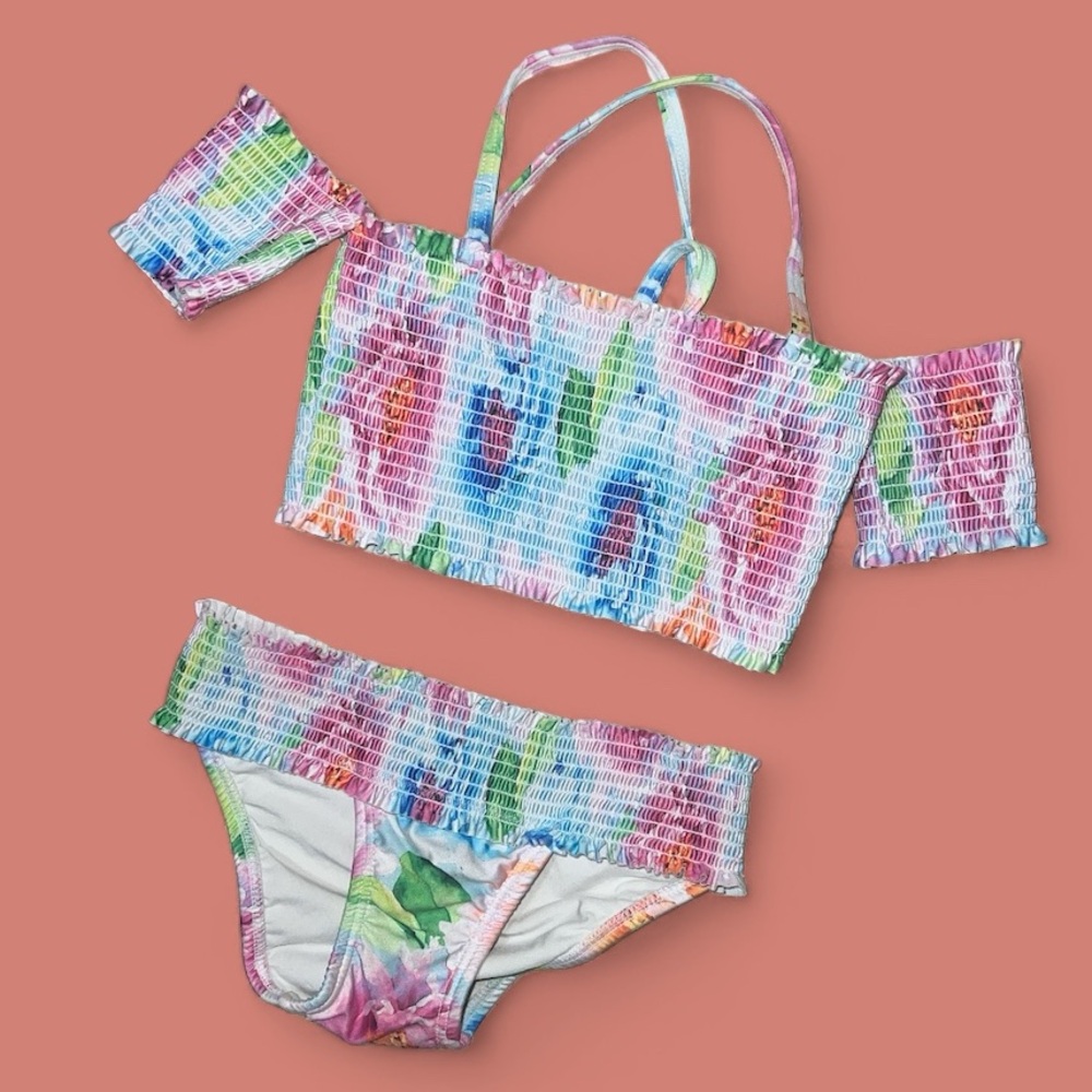 PILYQ | GIRLS FLORAL OFF  THE ARM BIKINI SET